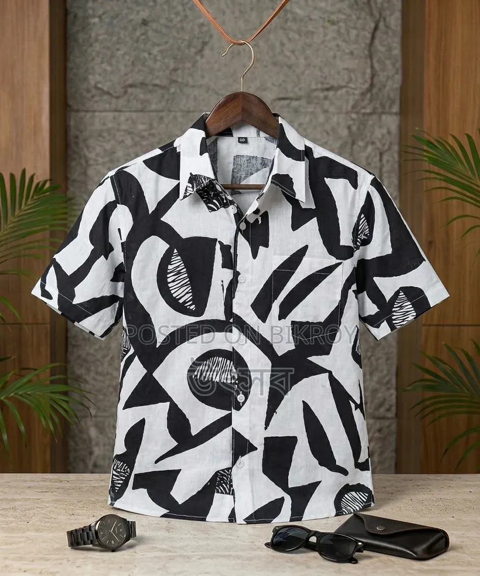 Print Shirt Cotton Half Sleeve for Men's
