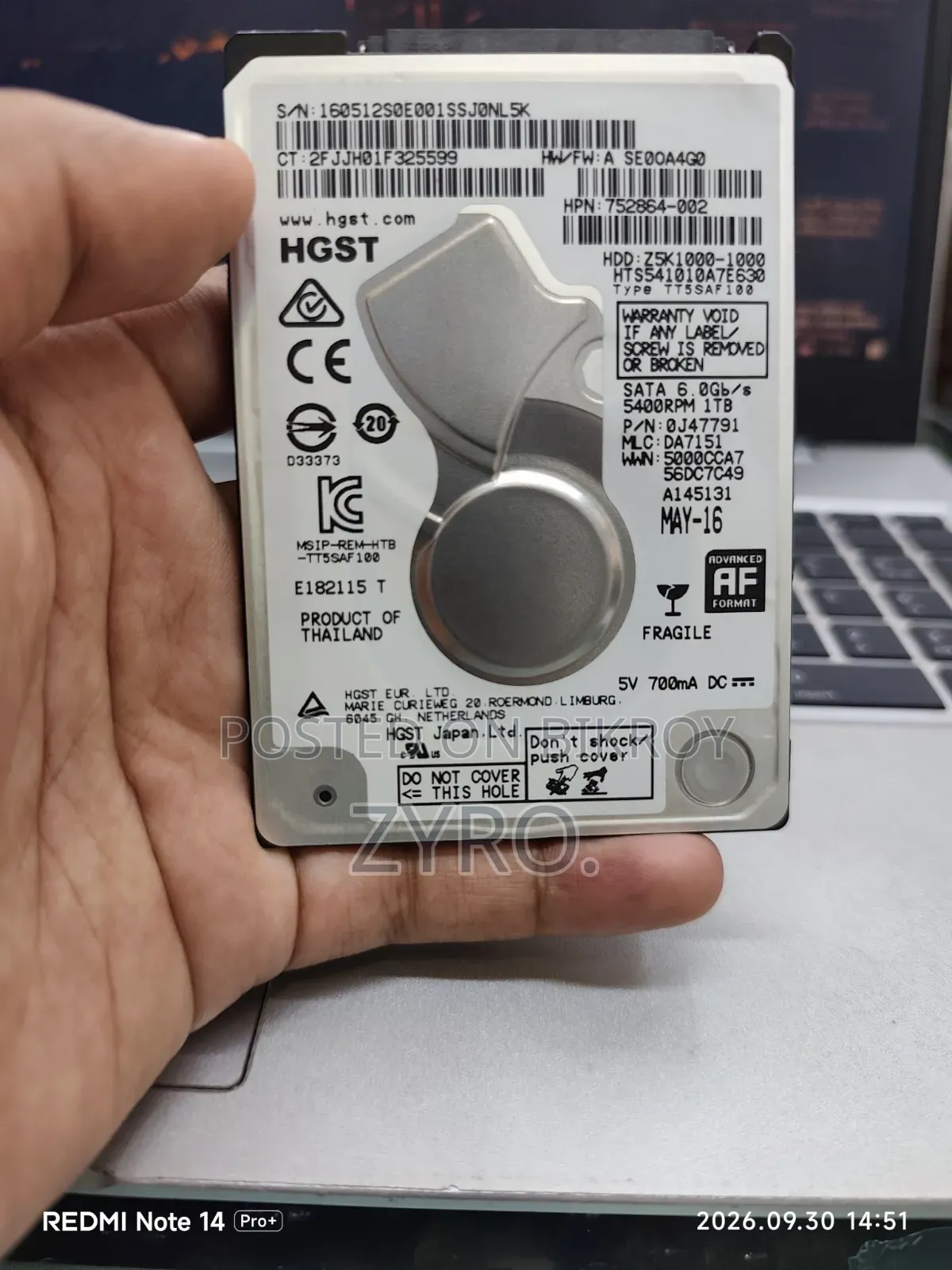 1TB Laptop HDD Slim.