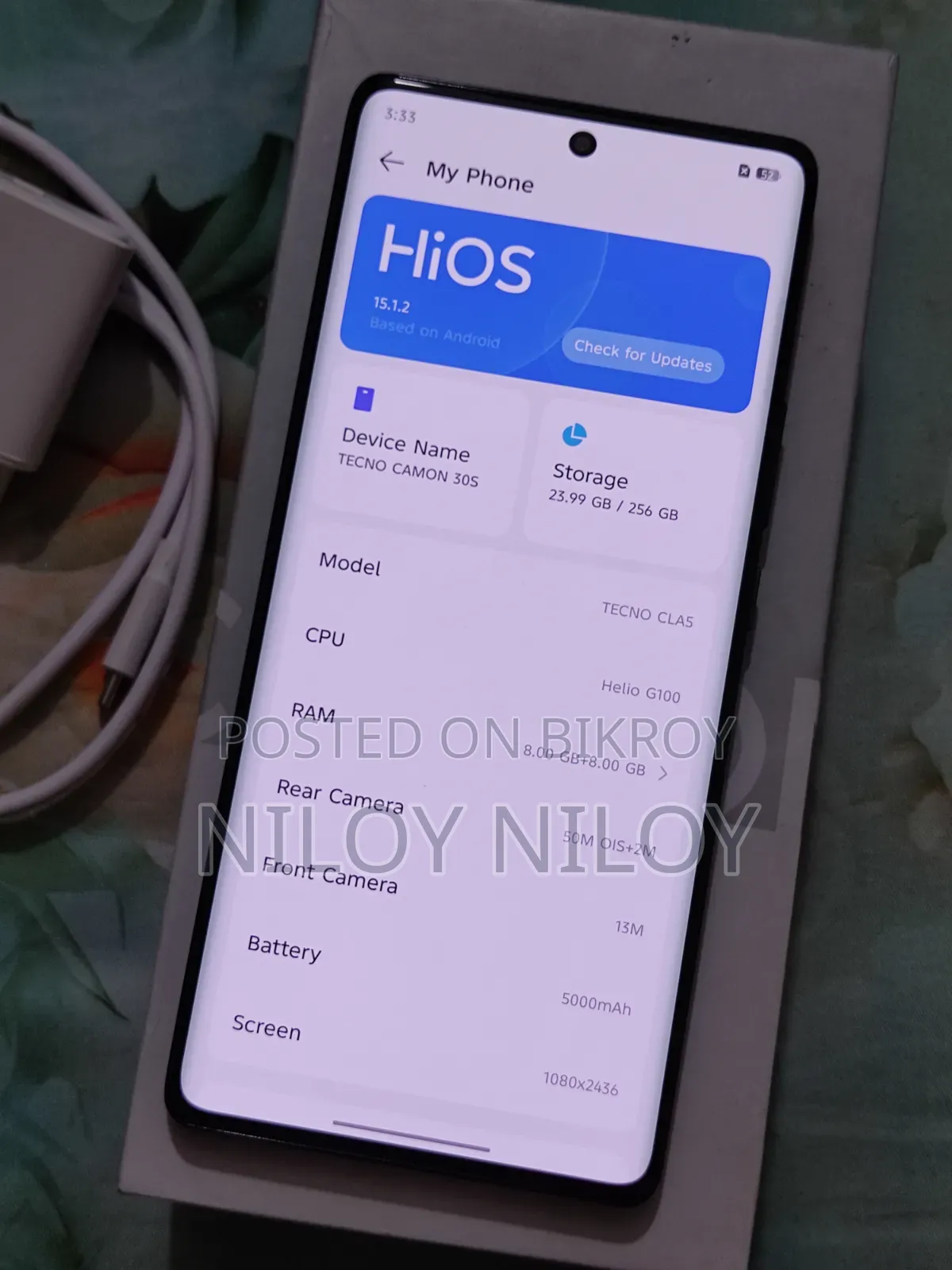 টেকনো ক্যামন ৩০এস ২৫৬ জিবি ব্ল্যাক