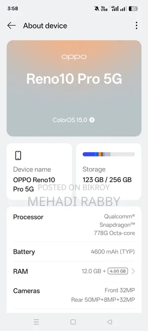 অপো রেনো ২৫৬ জিবি সিলভার