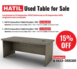 HATIL Dryden-138 Executive Table | 3 Days Used | 15% OFF