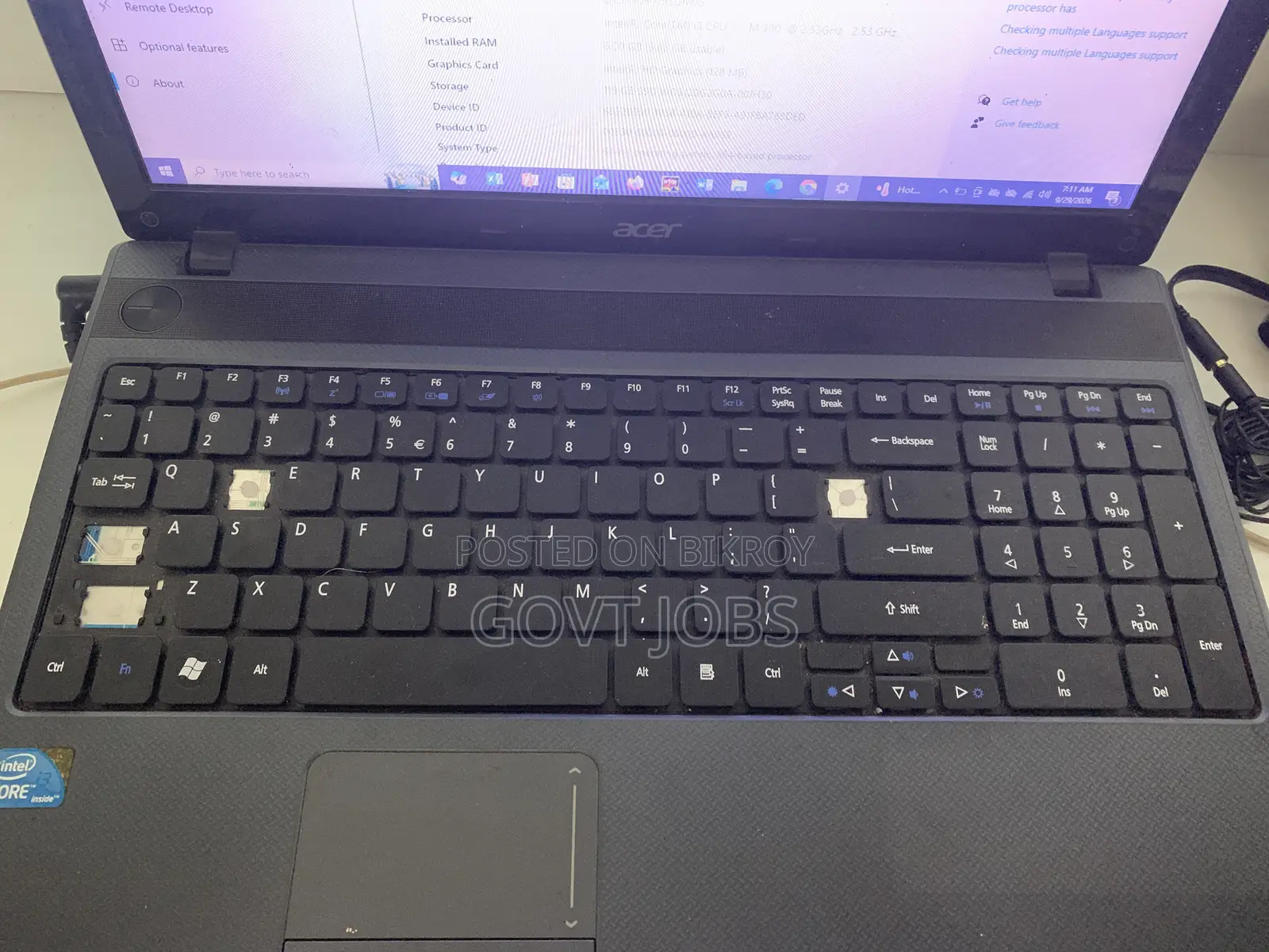 Laptop Acer Aspire 5733 6GB Intel Core i3 SSD 128GB