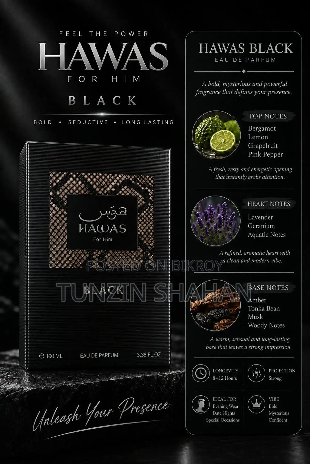 Rasasi Hawas Ice, Black, OG