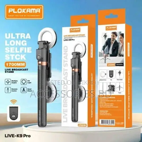 Plokama K9 Pro Double LED Selfie Stick Tripod