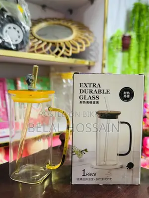 Heat-Resistant Glass Mug With Lid Straw (450ml)