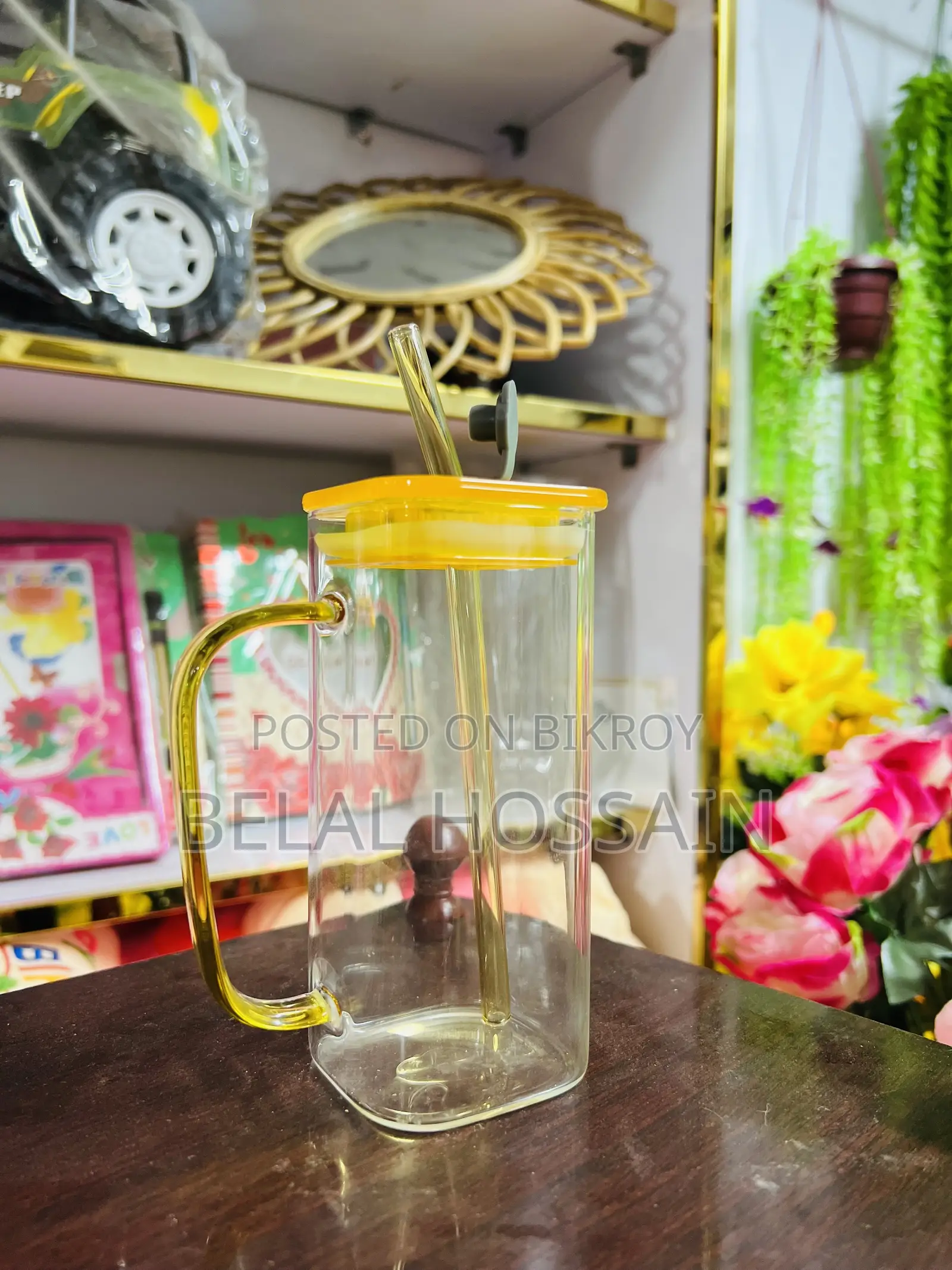 Heat-Resistant Glass Mug With Lid Straw (450ml)