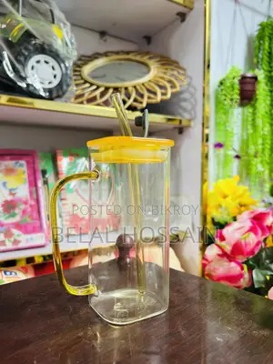 Heat-Resistant Glass Mug With Lid Straw (450ml)