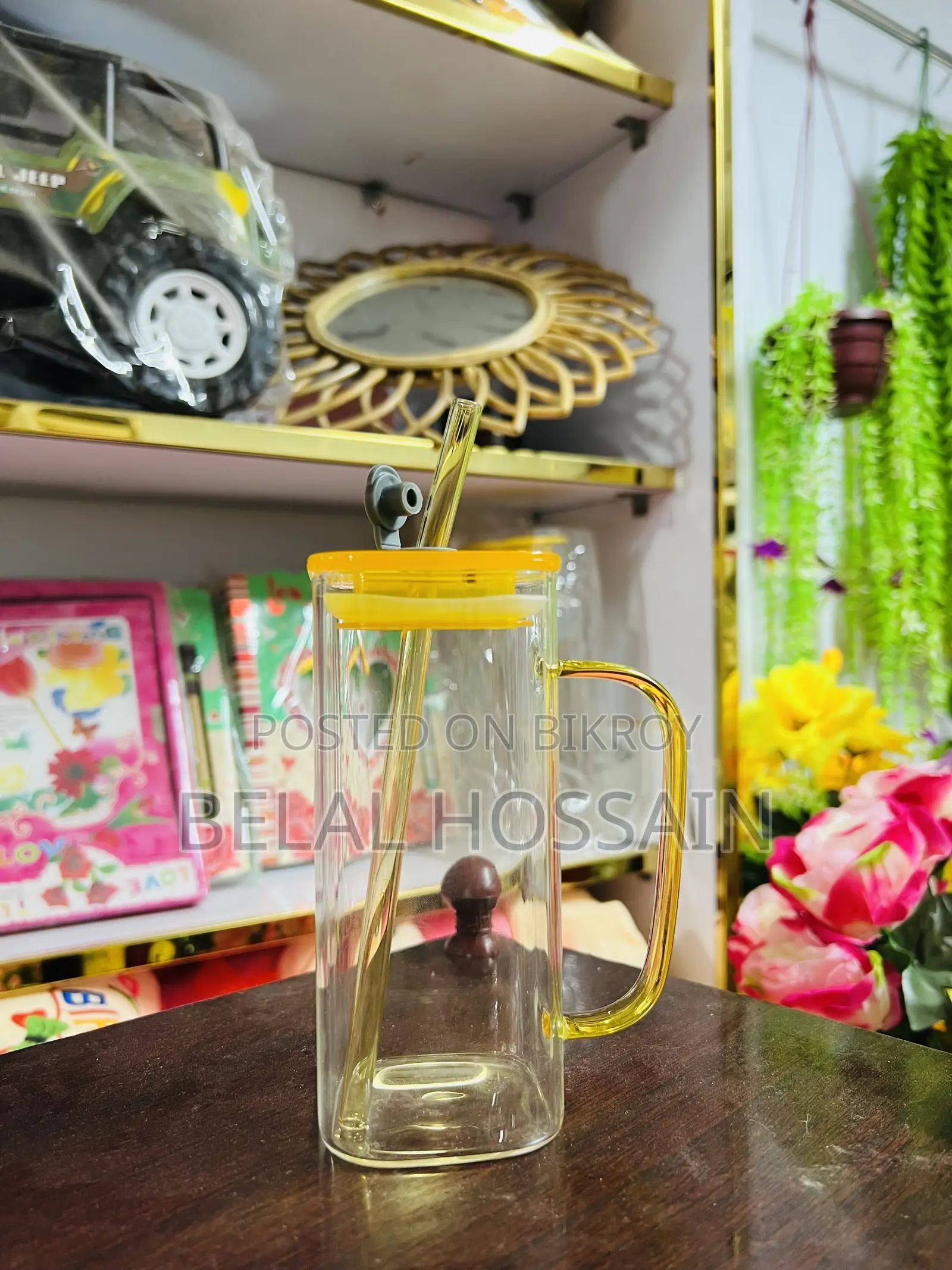 Heat-Resistant Glass Mug With Lid Straw (450ml)