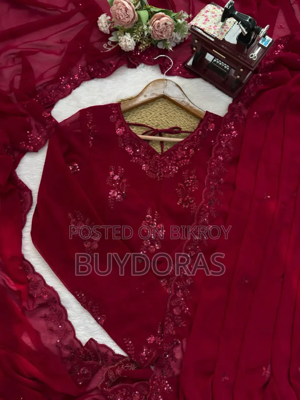 Designer Saree With Dupatta Thread & Sequin Embroidery | Premium Par