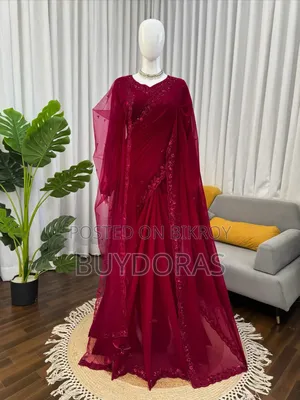 Designer Saree With Dupatta Thread & Sequin Embroidery | Premium Par