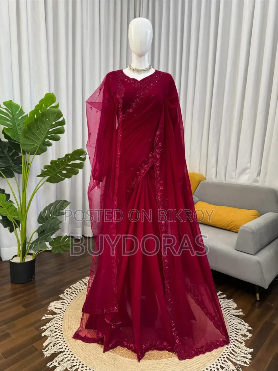 Designer Saree With Dupatta Thread & Sequin Embroidery | Premium Par