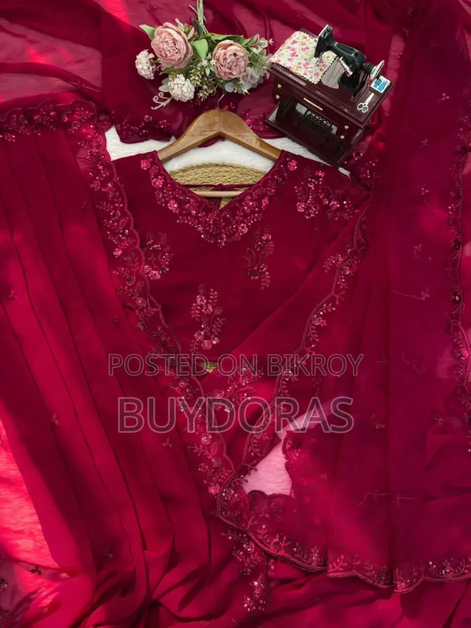 Designer Saree With Dupatta Thread & Sequin Embroidery | Premium Par