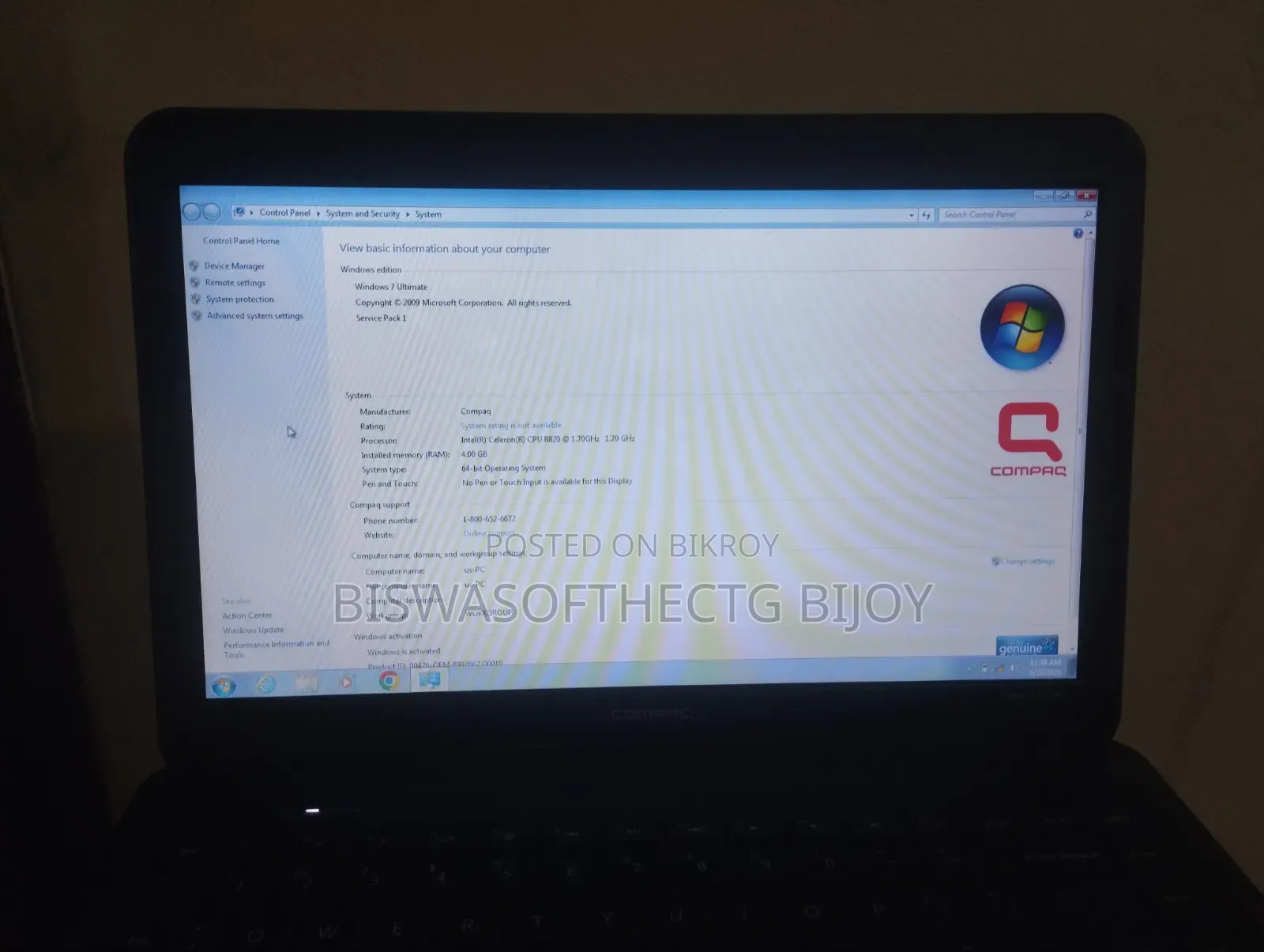 Laptop HP Compaq Presario CQ45 4GB Intel Core i3 HDD 128GB