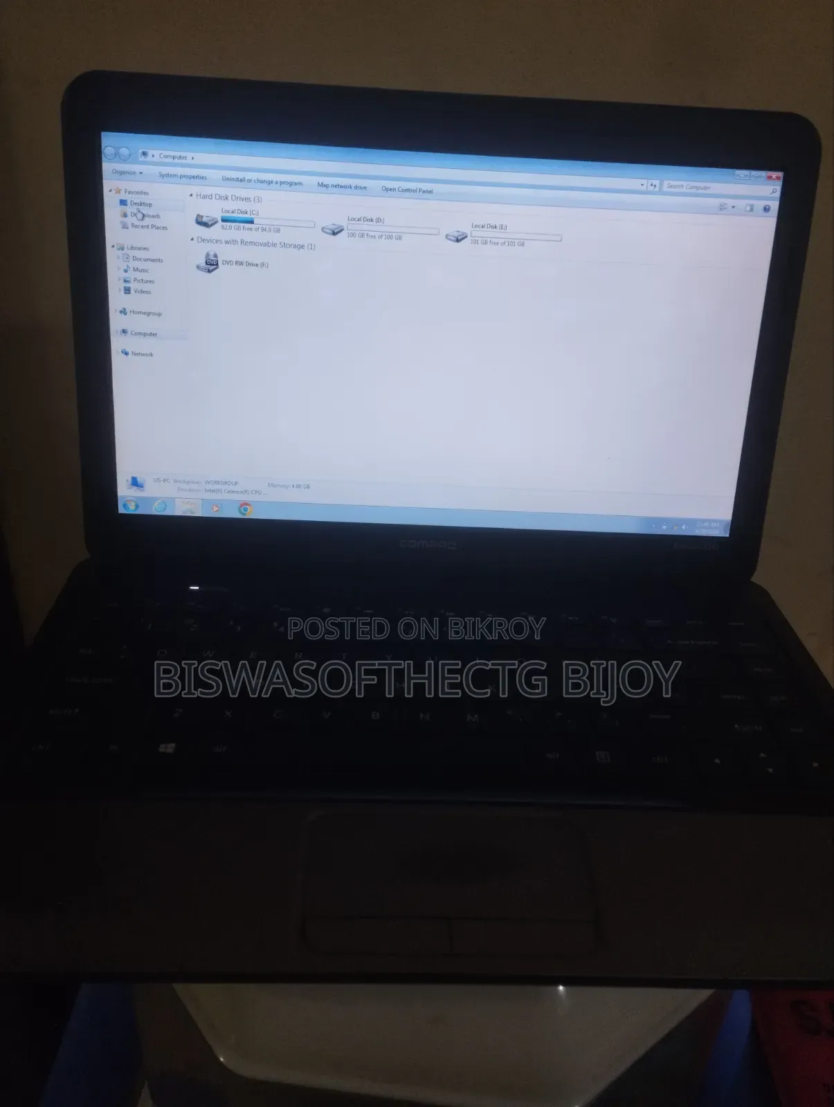 Laptop HP Compaq Presario CQ45 4GB Intel Core i3 HDD 128GB