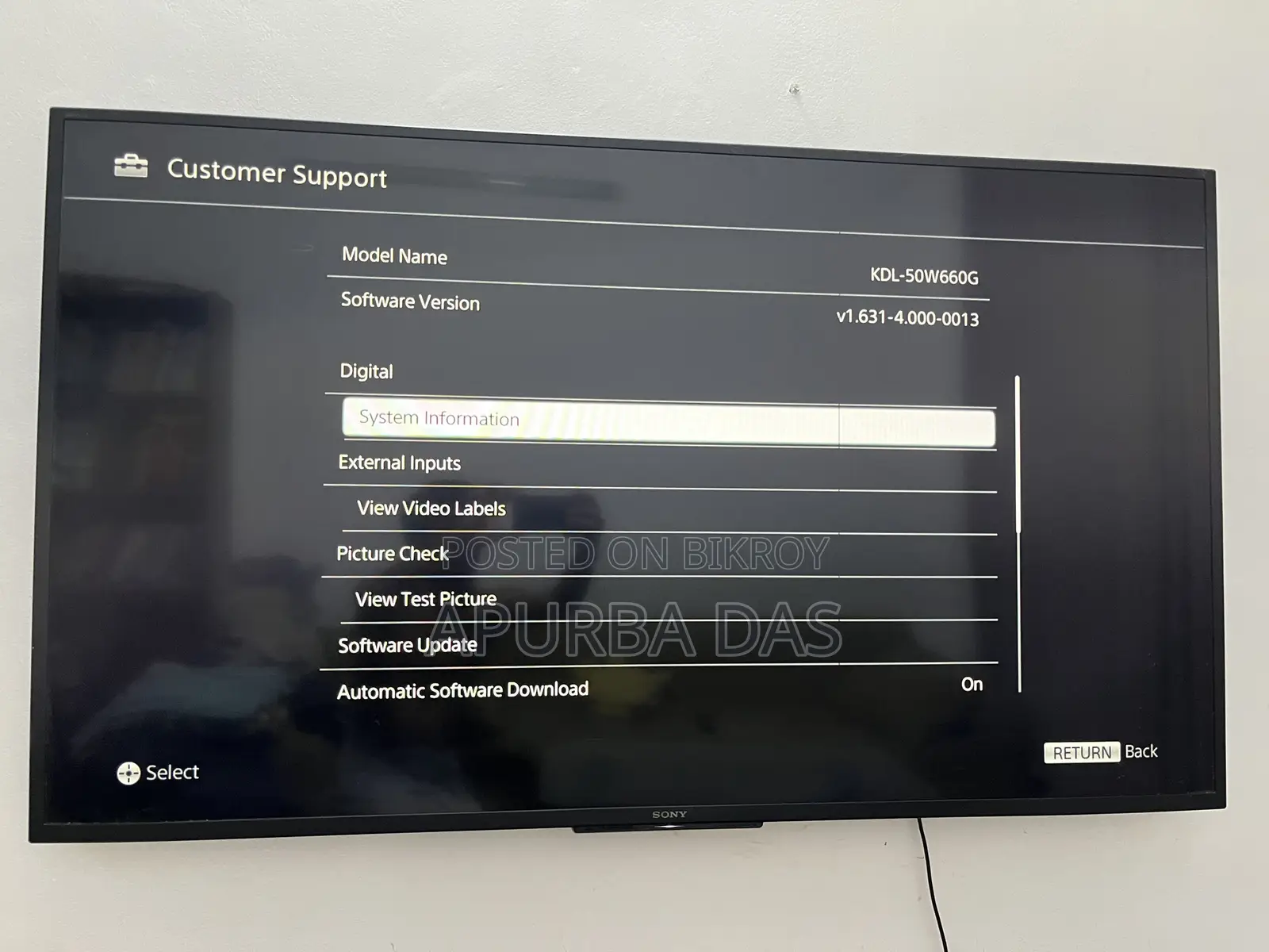 50" Sony Bravia Smart TV for Sale