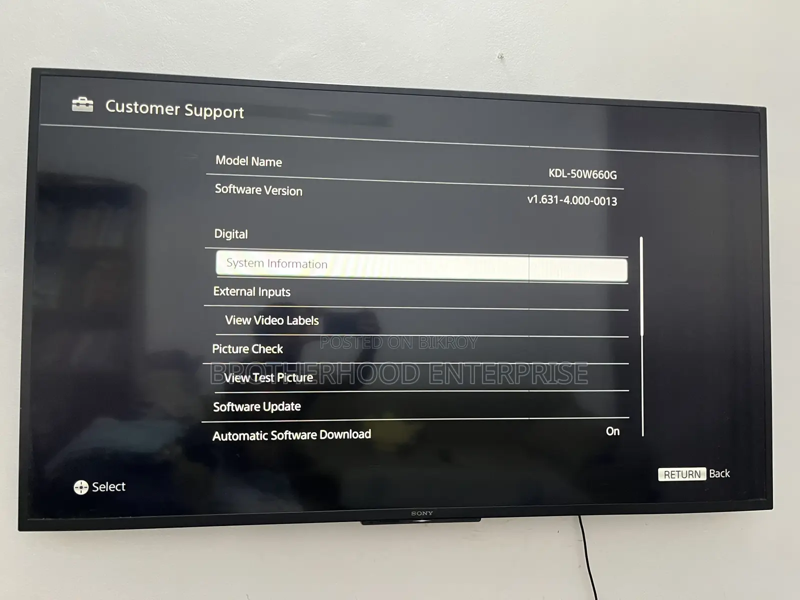 50" Sony Bravia Smart TV
