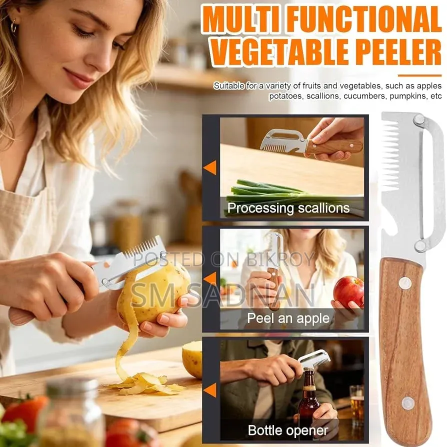 ২ পিস 3 in 1 Multi-Functional Stainless Steel Vegetable Peeler