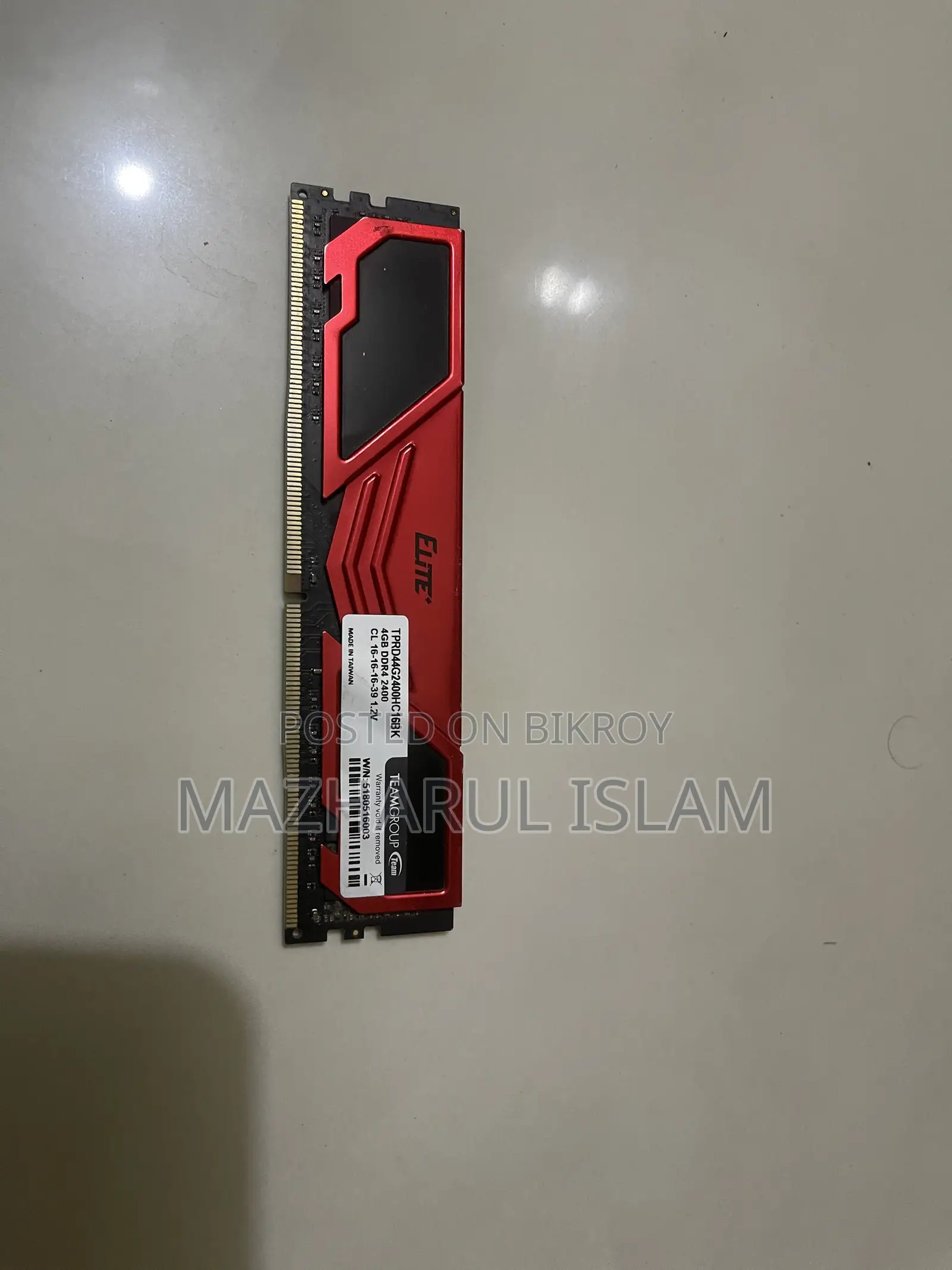 টিম এলিট ডিডিআর৪ ৪জিবি ২৪০০ মেগাহার্জ