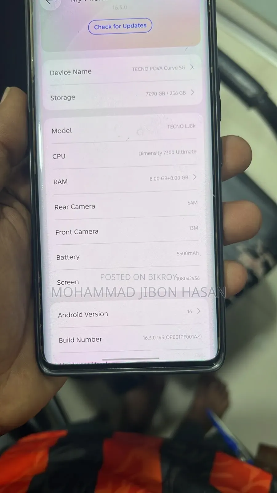 নতুন টেকনো পোভা কার্ভ ২৫৬ জিবি কালো