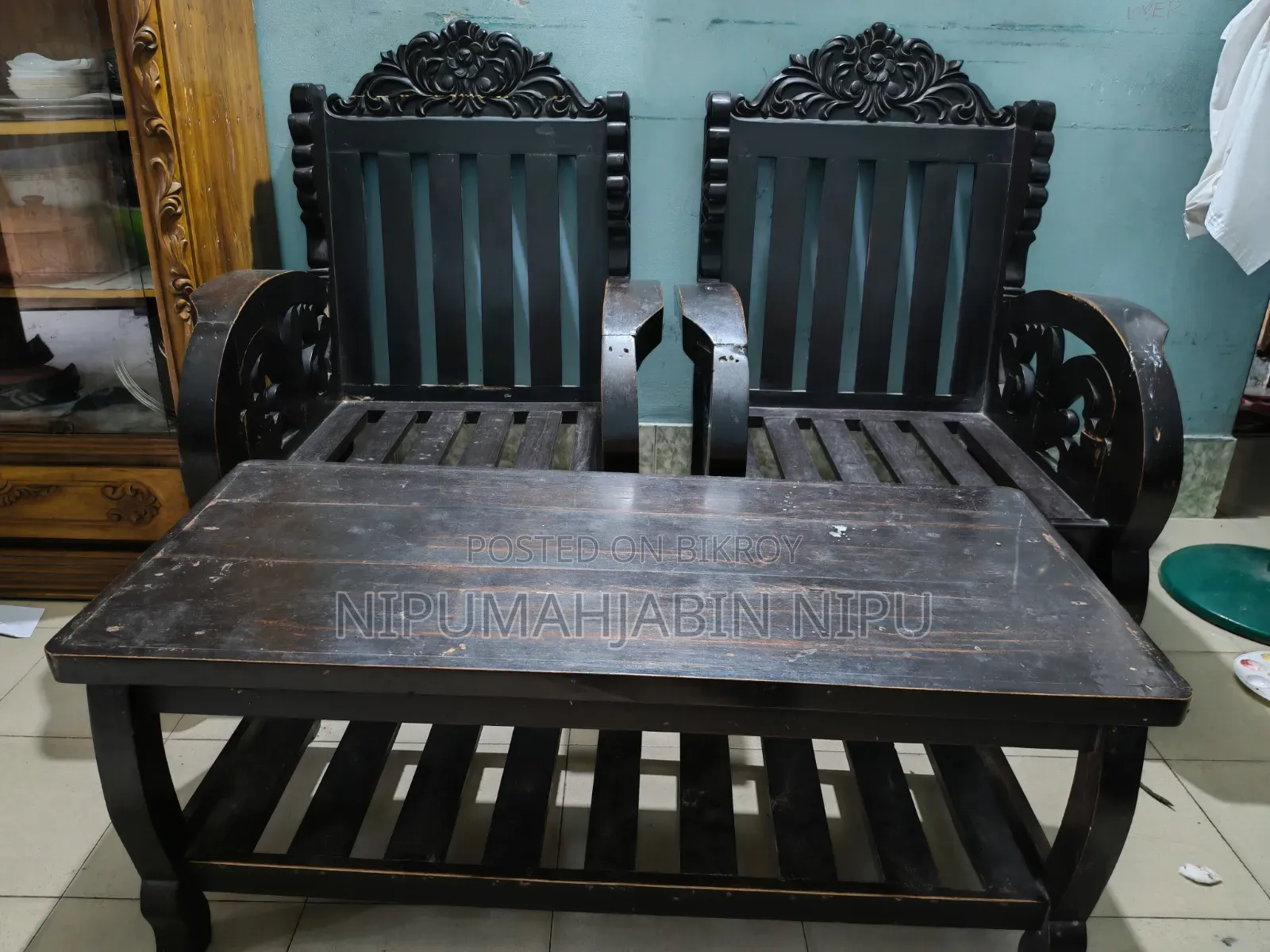 Sofa Set (One 3-seater, Two 1-seater sofas) One large and one small tea table