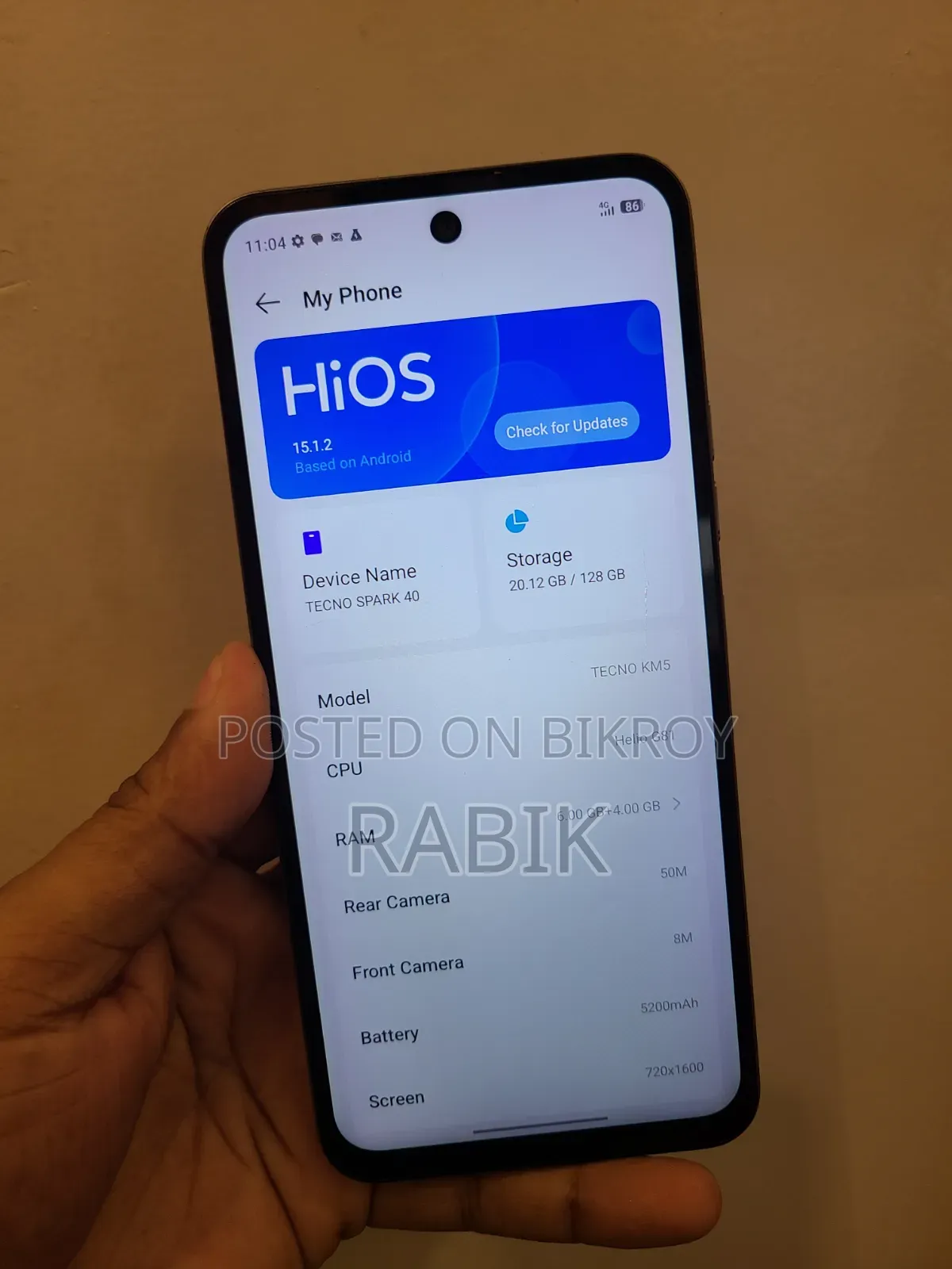 টেকনো স্পার্ক ৪০ ১২৮ জিবি সিলভার