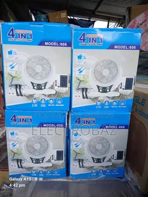 4-in-1 Solar Fan With LED (Model 606) – Best Solar Fan in Bangladesh