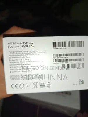 New Xiaomi Redmi Note 15 256 GB Purple