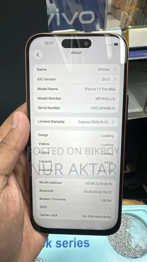 New Apple iPhone 17 Pro Max 256 GB Orange