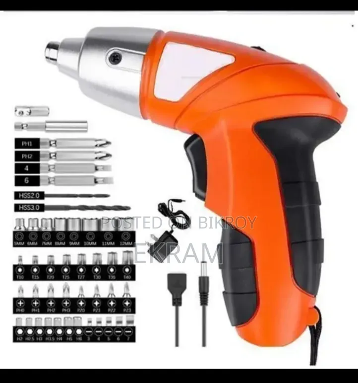 Cordless Electric Screwdriver Tool Kit – Rechargeable, 6 Bits