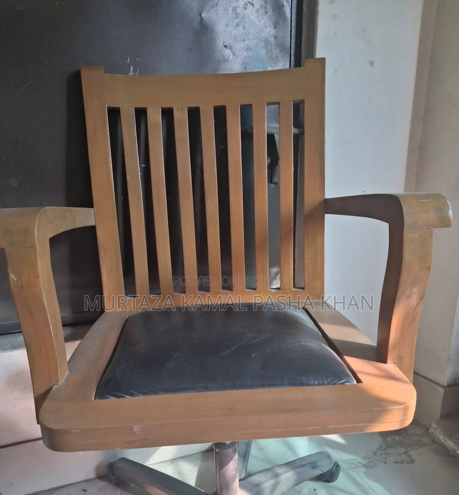 Teak Wood Revolving Chair - For Home or Office Use