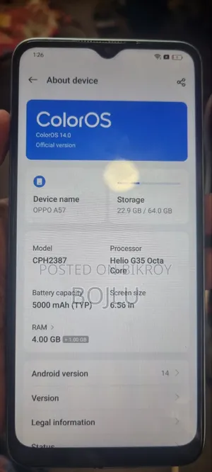 অপ্পো এ৫৭ ৪জি ৬৪ জিবি গ্রে