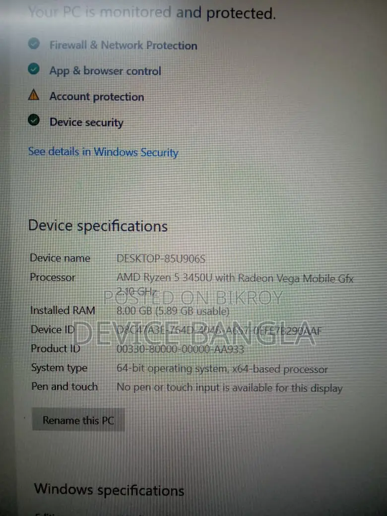 Laptop Dell 8GB AMD Ryzen 5 SSD 256GB