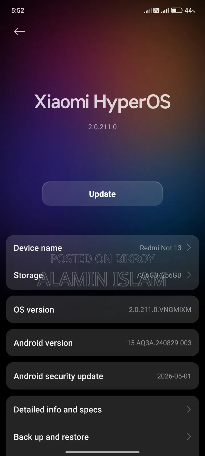 Xiaomi Redmi Note 13 256 GB Rose Gold