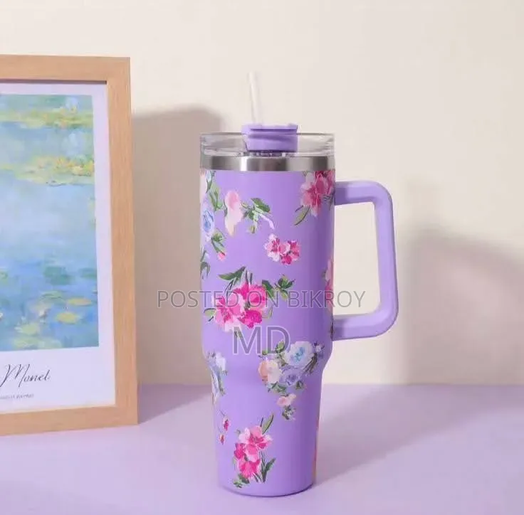 Premium Floral Print Insulated Travel Tumbler!