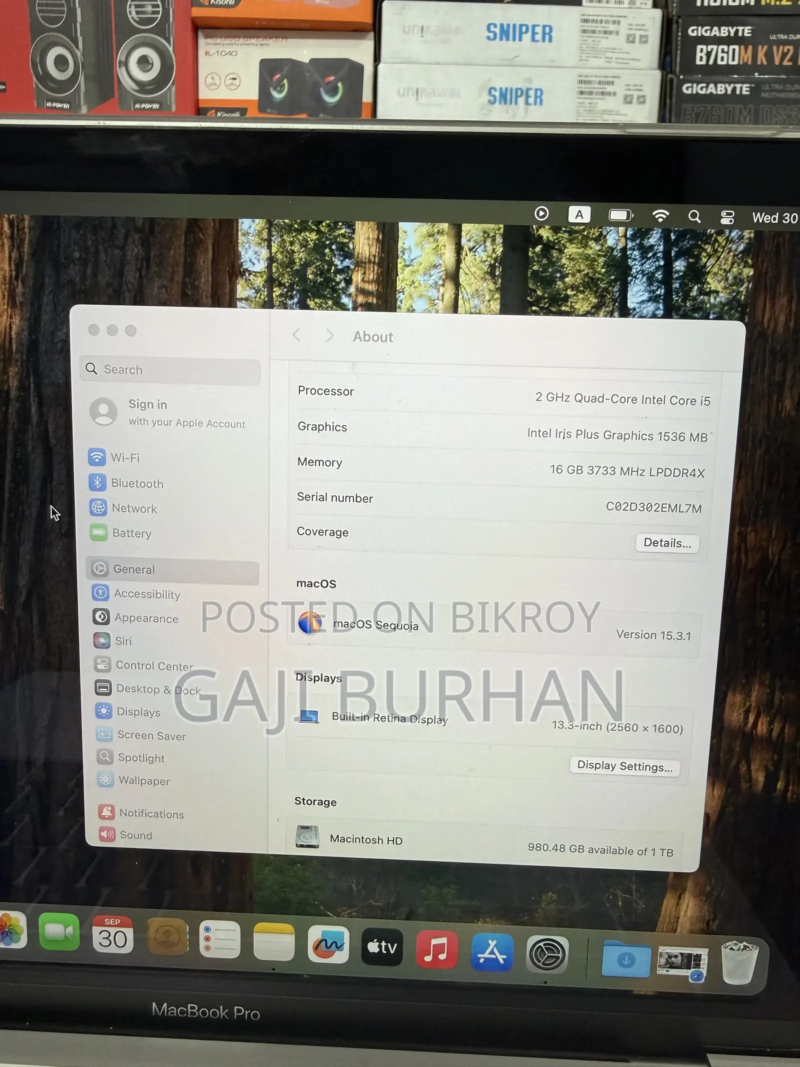 Laptop Apple MacBook Pro 2020 16GB Intel Core i5 SSD 1T