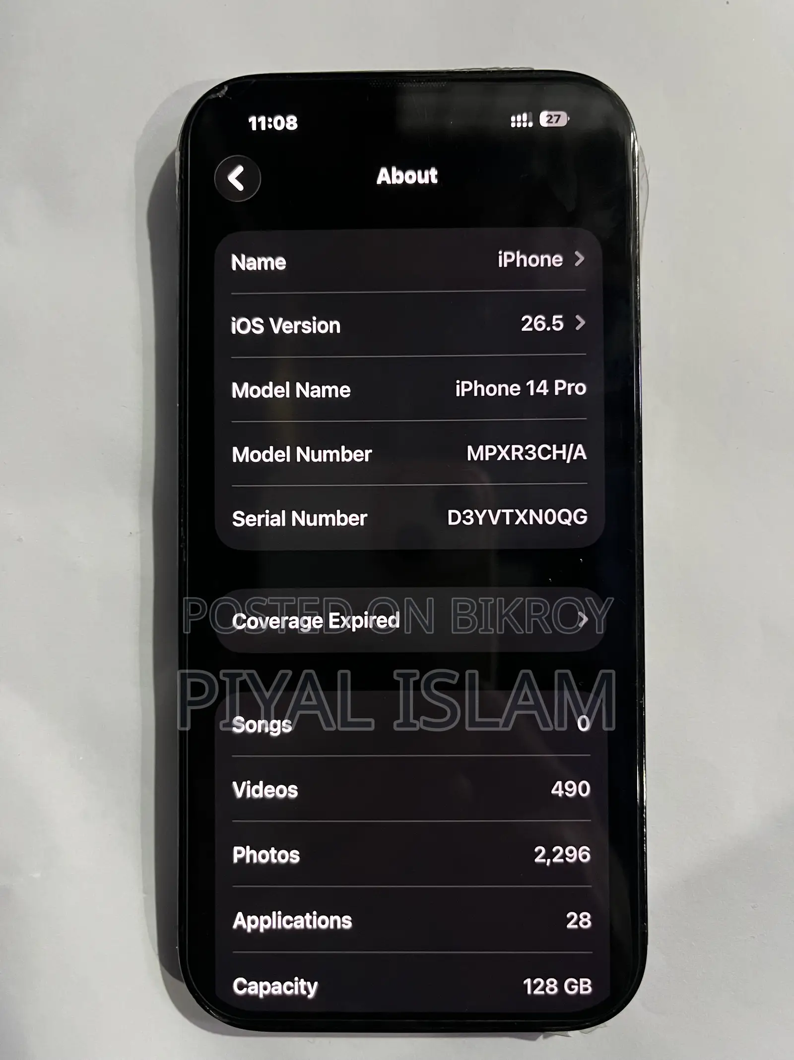 অ্যাপল আইফোন ১৪ প্রো ১২৮ জিবি ব্ল্যাক
