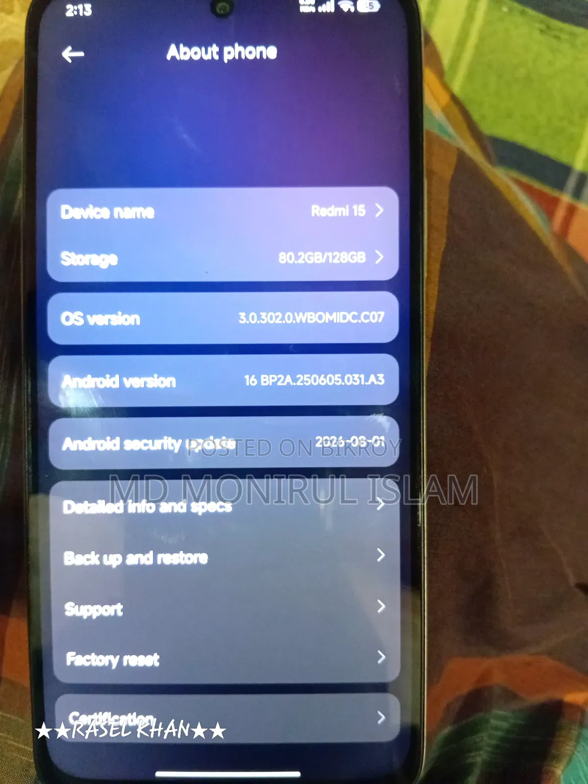 Xiaomi Redmi 15 128 GB Gold