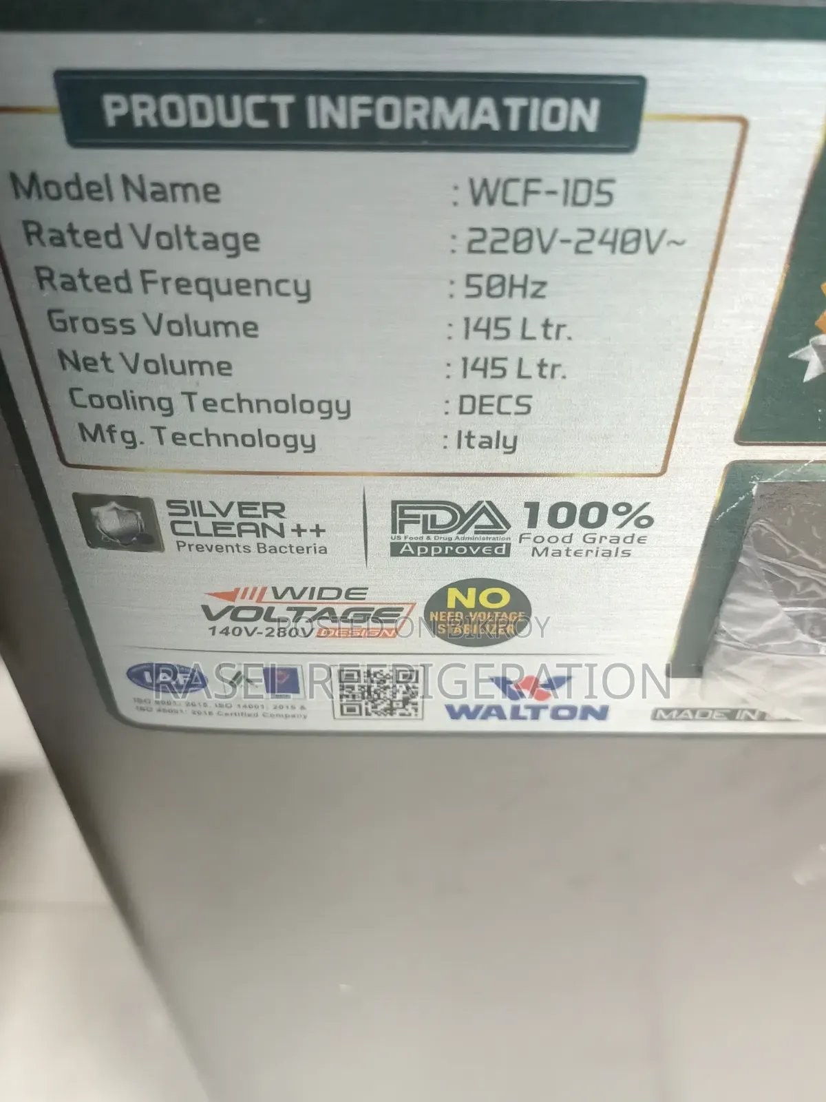 145-liter Walton model WCF-1d5-Gdel at 30% discount.