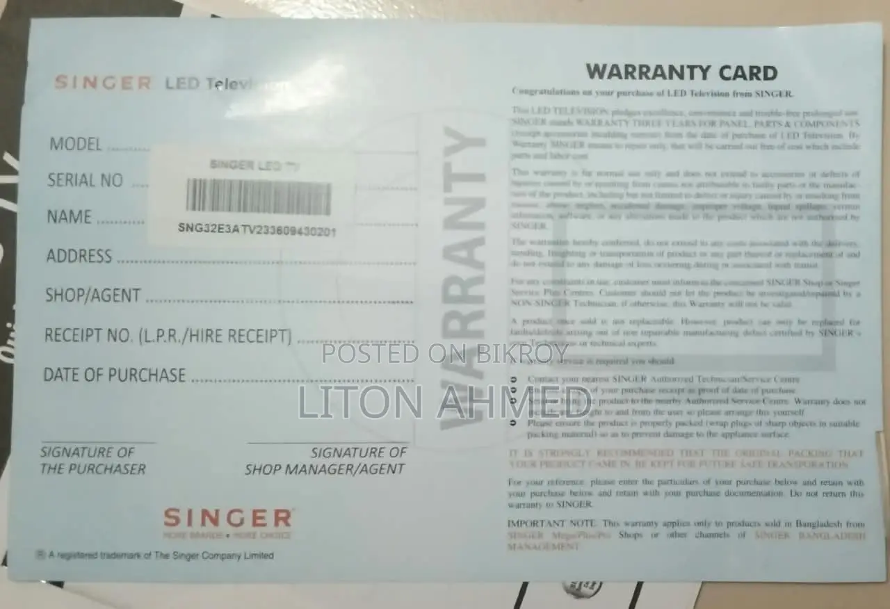 Slightly used LED Singer TV