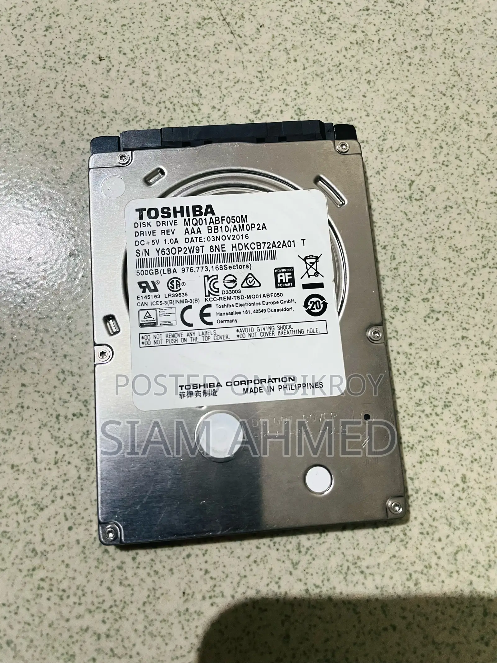 Toshiba 500 GB Hard Drive