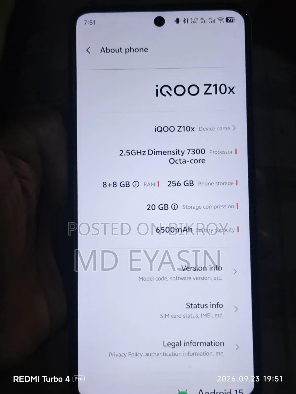নতুন আইকিউওও জেড১০এক্স ২৫৬ জিবি সাদা