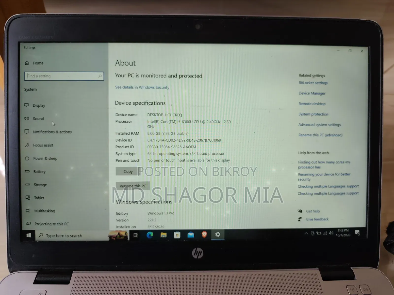 Laptop HP EliteBook 840 G3 8GB Intel Core i5 SSD 256GB