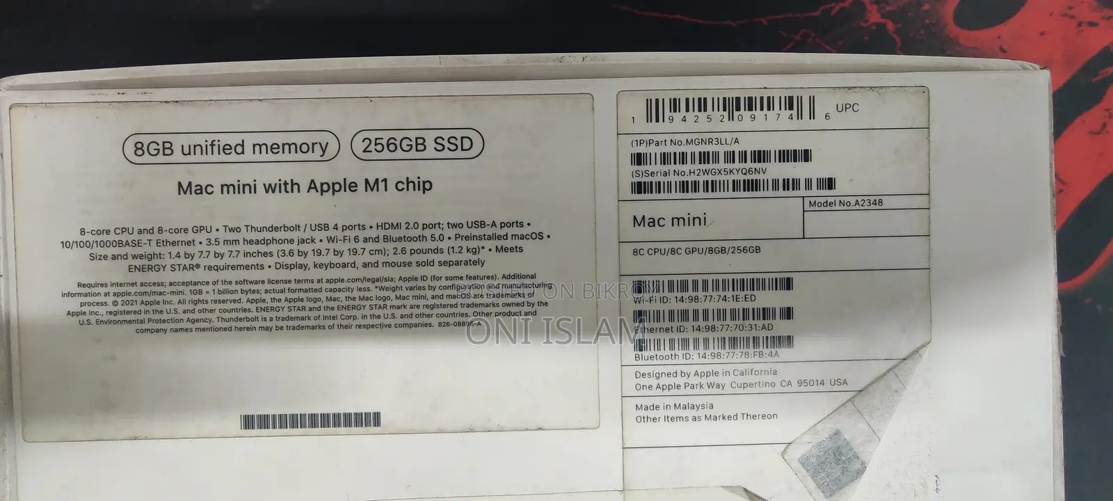 Desktop Computer Apple Mac Mini 8GB Apple M1 SSD 256GB
