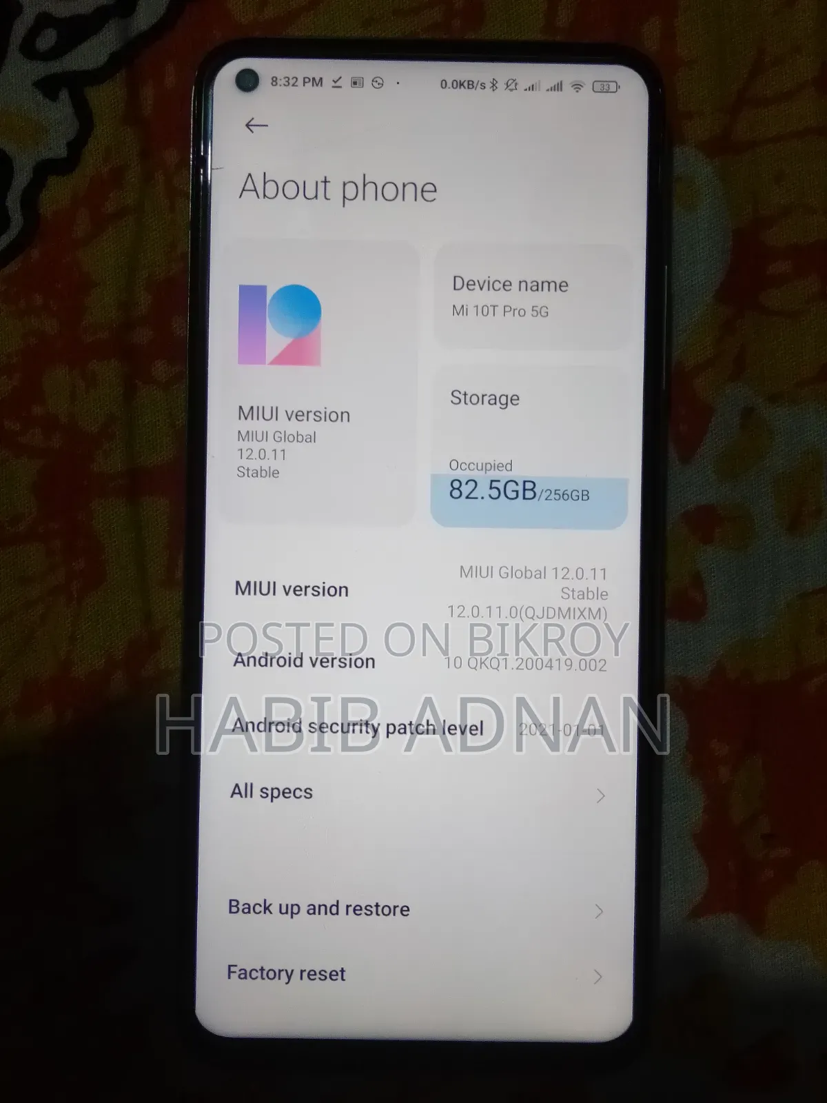 সিয়াওমি মি ১০টি প্রো ৫জি ২৫৬ জিবি সিলভার