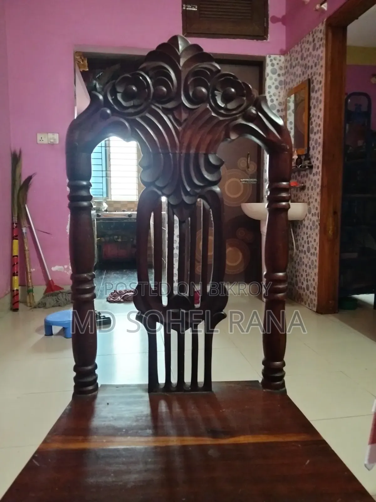 Carved Teak Wood Chairs for Sale, 3 Beautiful Heavy Carved Chairs