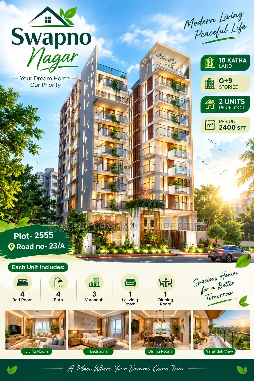 4-Bedroom Apartment in Swapno Nagar, Bashundhara for Sale