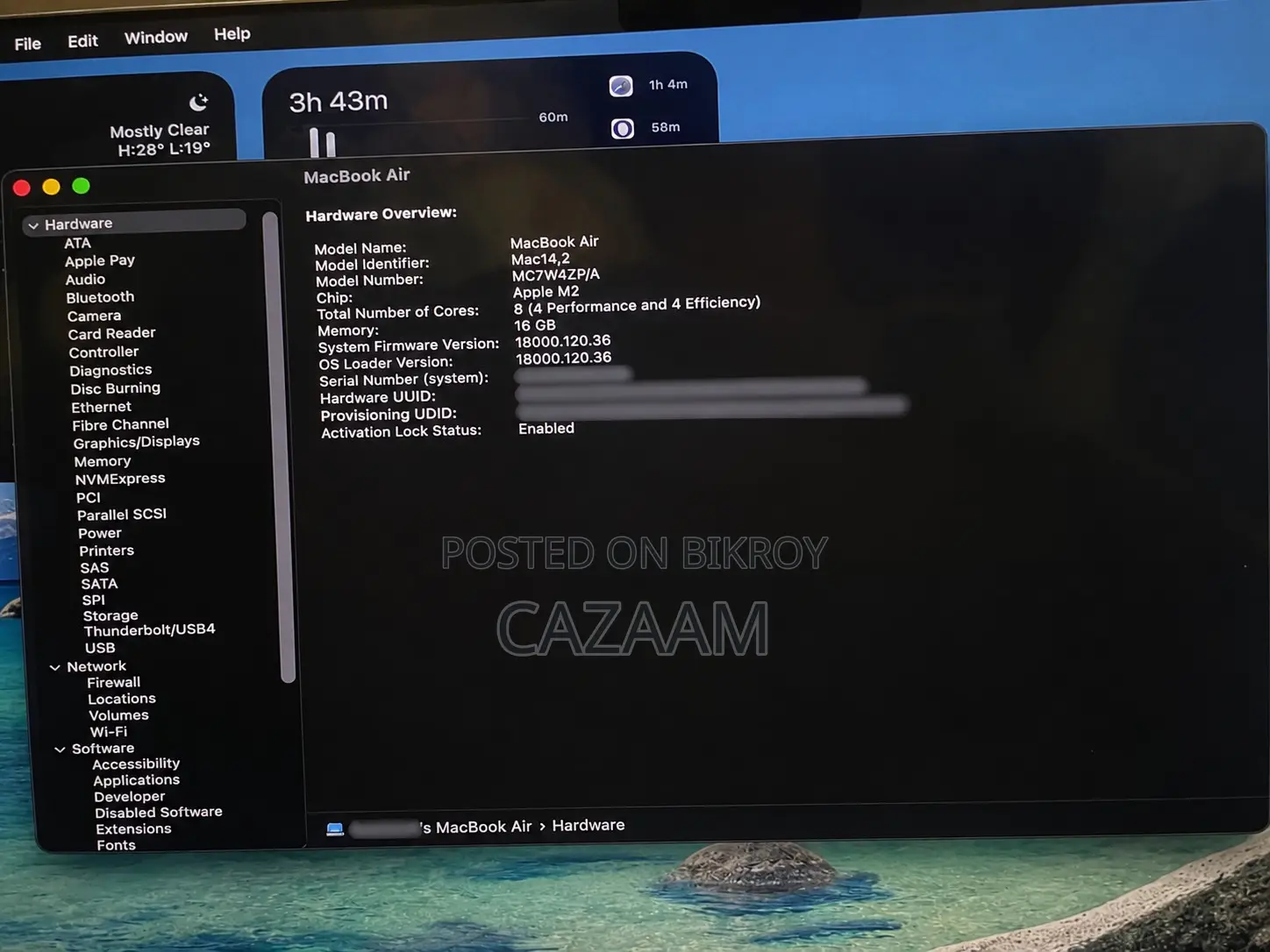 Laptop Apple MacBook Air 2022 M2 16GB Apple M2 SSD 256GB