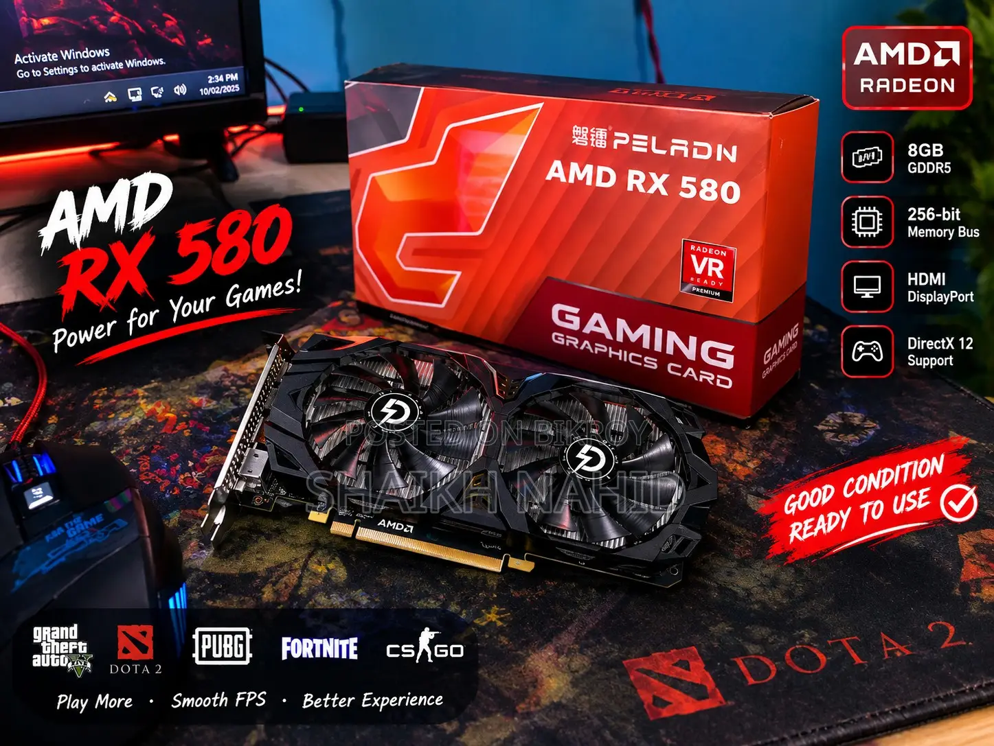 RX 580 8GB | Gaming & Streaming | Good Condition | 15,000৳