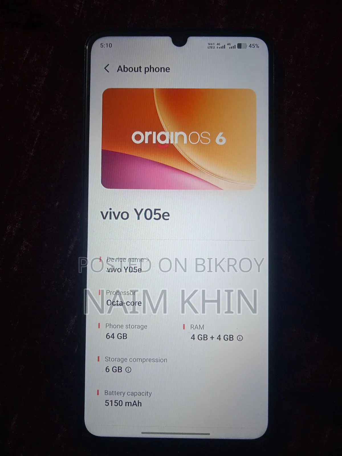 New Vivo Y05 64 GB Black