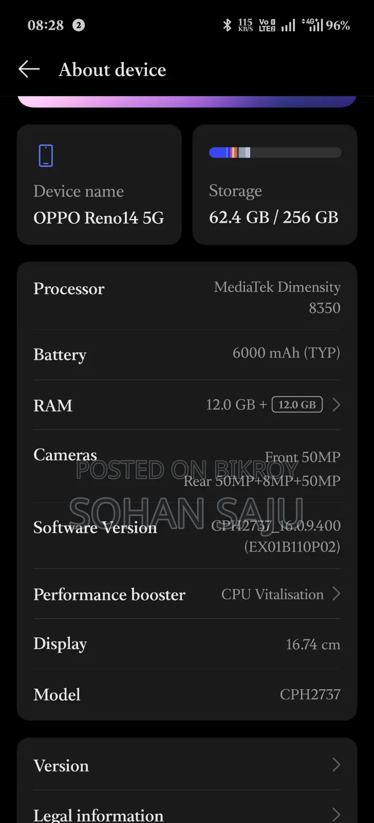 Oppo Reno14 256 GB White